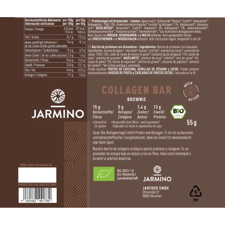 Barrita de Colageno Brownie BIO 12x55g Jarmino
