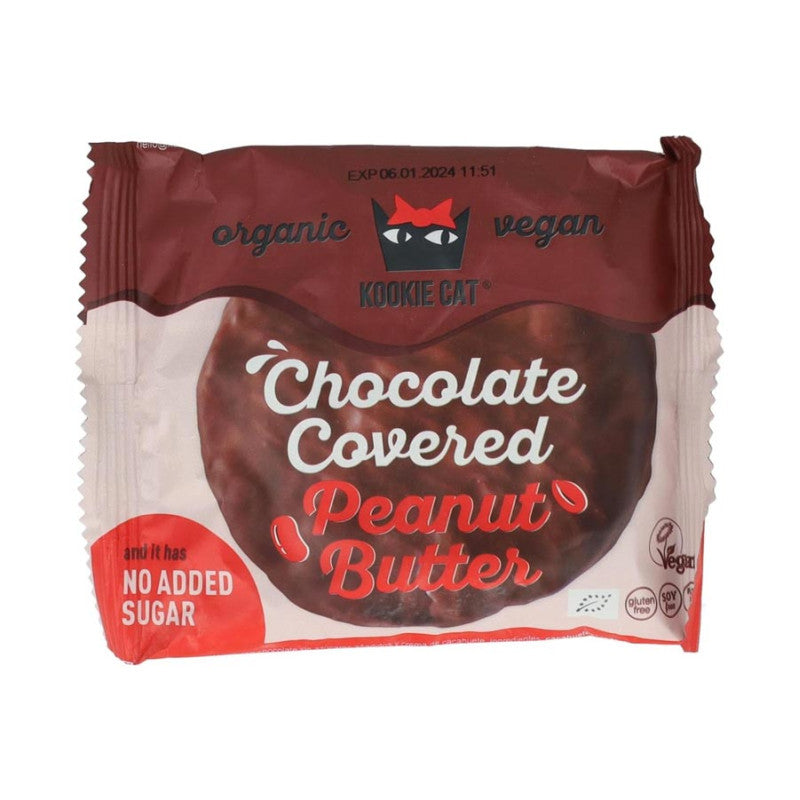 Galleta crema de cacahuete bañada chocolate Bio 12x50g Kookie Cat