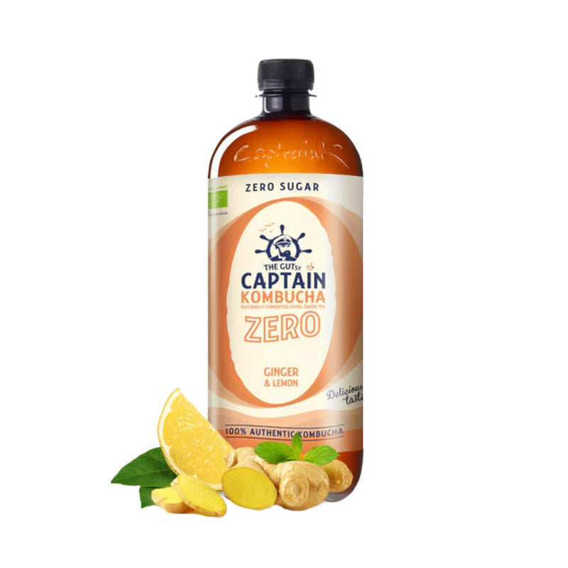 Kombucha ZERO Ginger & Lemon Bio 1L Captain Kombucha