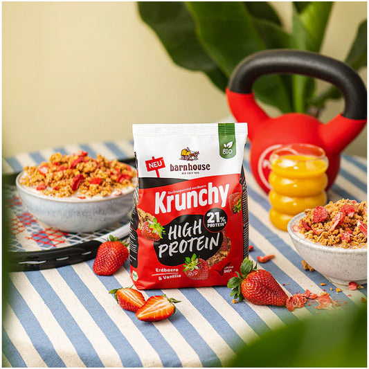Muesli Krunchy Fresa V.High Protein (21% protein) bio 450g Barnhouse