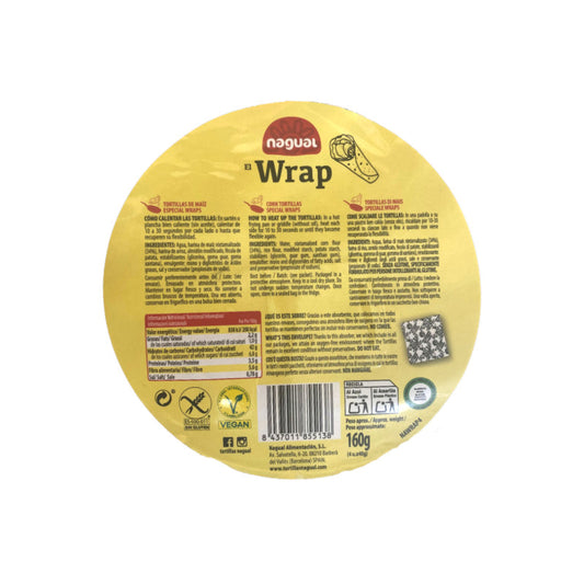 Tortilla de Maiz Wrap GRANDE 20cm S/G 160g Nagual