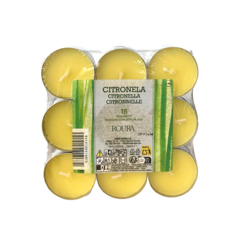 Vela Pack 18 calientaplatos citronela Roura