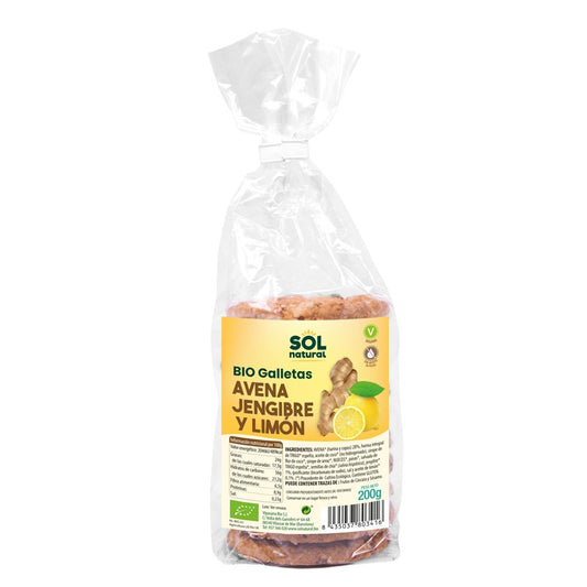 Galletas de avena, jengibre y limon bio 200g Sol Natural