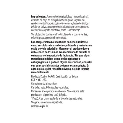 Ginkgo Biloba 60 caps Solgar