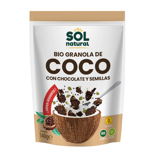 Granola crunchy de Coco con Chocolate y Semillas Bio 140g Sol Natural
