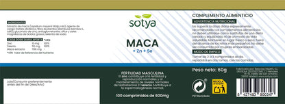Maca+Zinc+Selenio 600mg 100 comprimidos Sotya