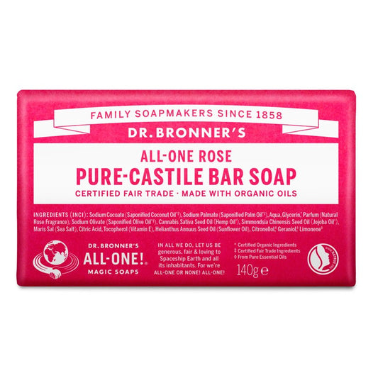 Pastilla de jabon de rosas bio 140g Dr. Bronner's