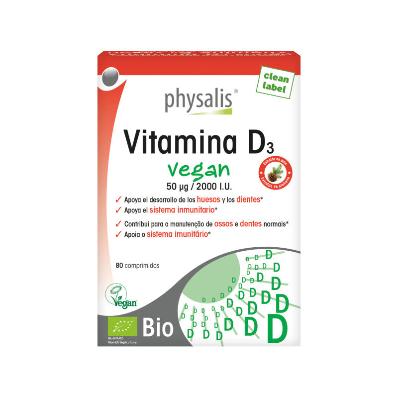 Vitamina D3 Vegan 80 comprimidos Physalis