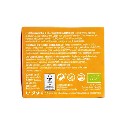 Yogi Tea Jengibre y Naranja 2ª unidad al 50% Bio 17 filtros